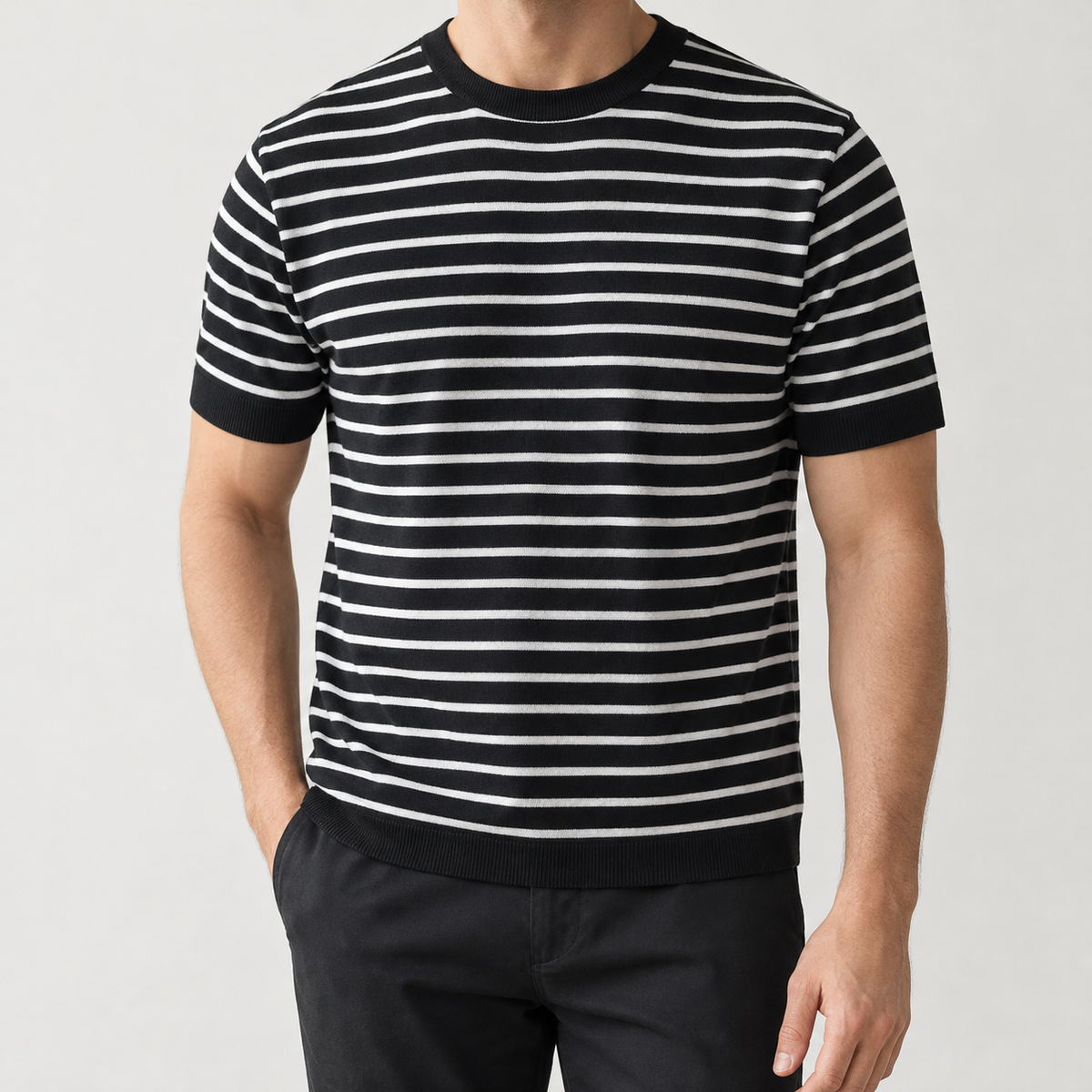 Walter Striped Knit Top - Black