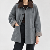 Marianne Contrast Collar Jacket - Grayish Blue