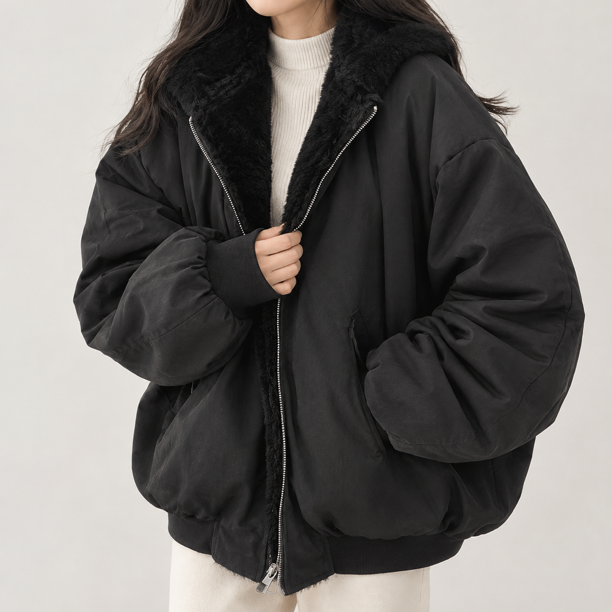 Adelphine Reversible Bomber Jacket - Black