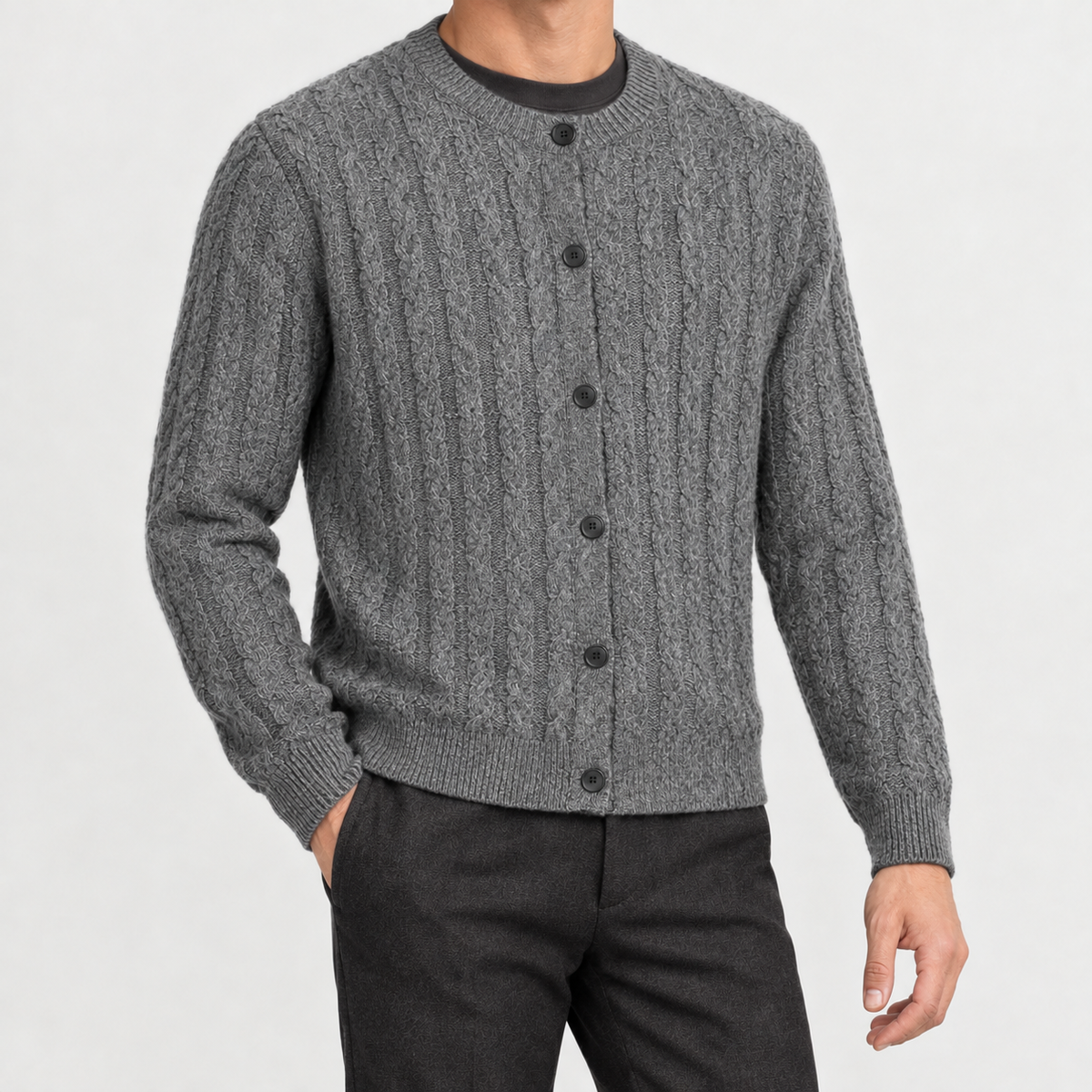 Joakim Cable Knit Cardigan - Flower Ash