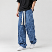 Folke Letter Print Pants - Blue