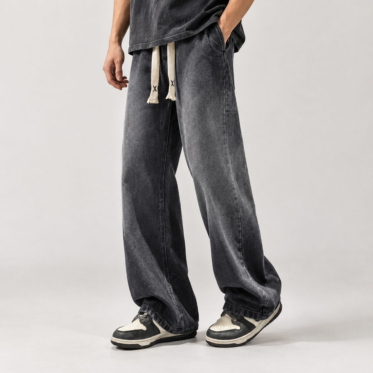 Harris Wide Leg Jeans - Black Gray