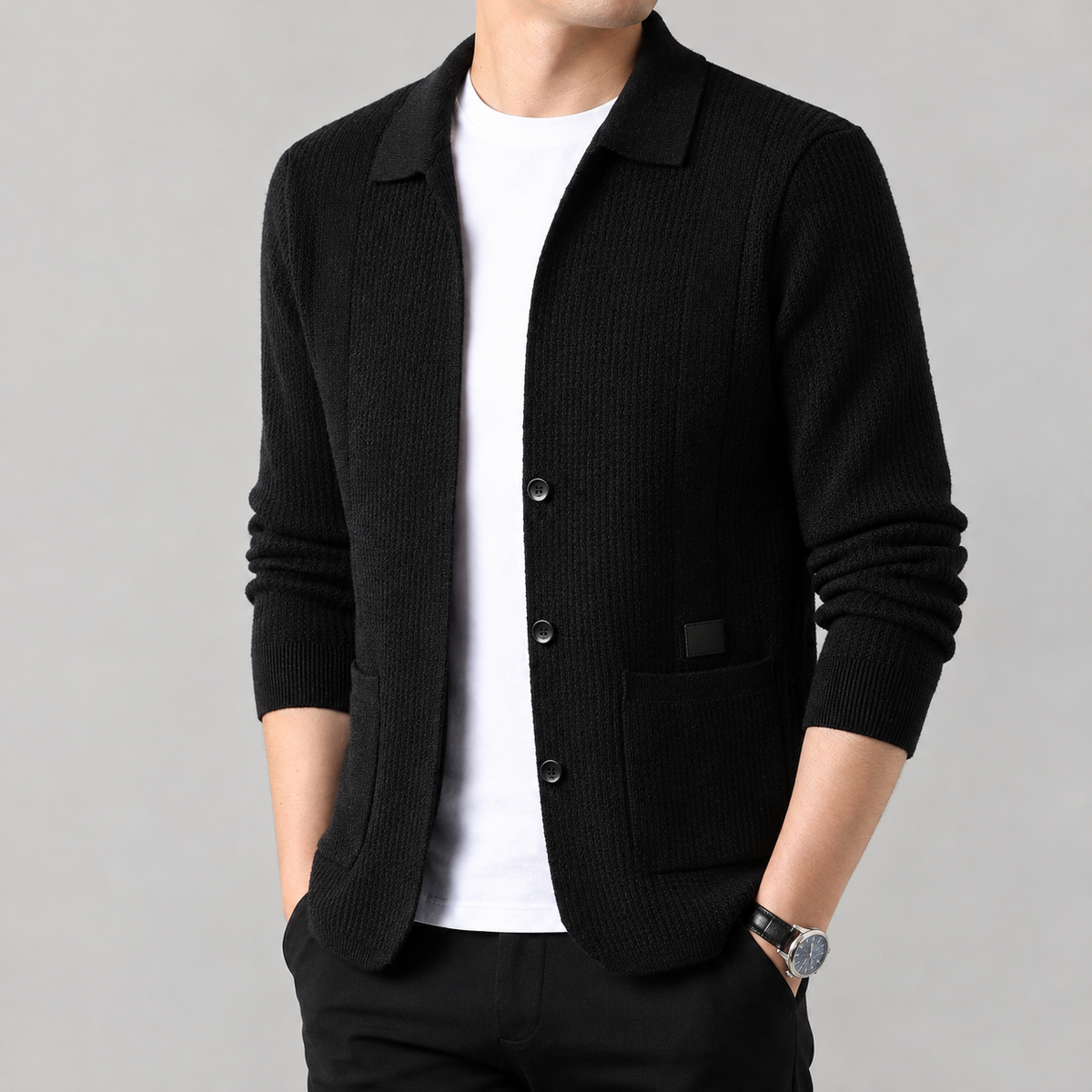 Raymond Collared Cardigan - Black