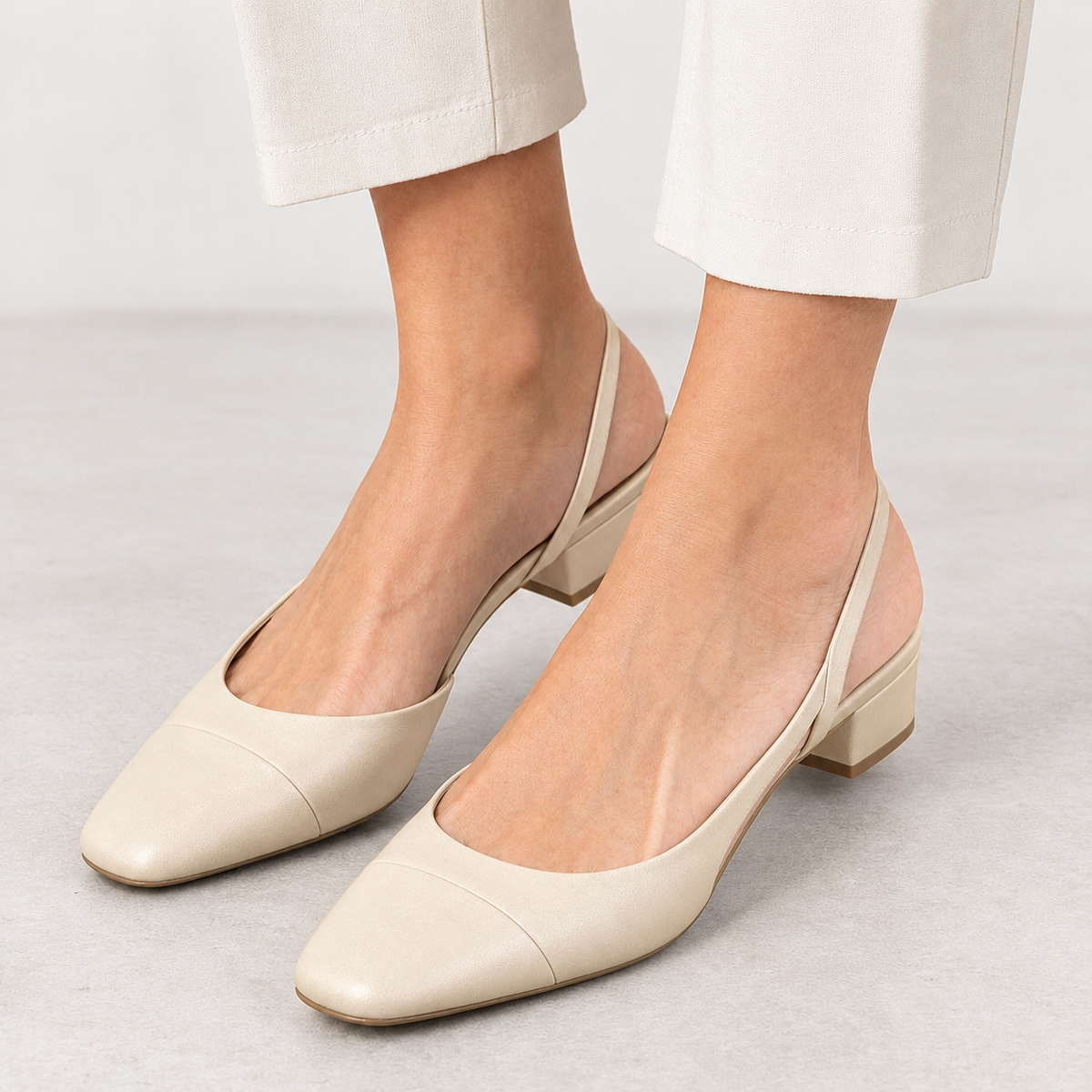 Virginie Slingback Heels - Apricot