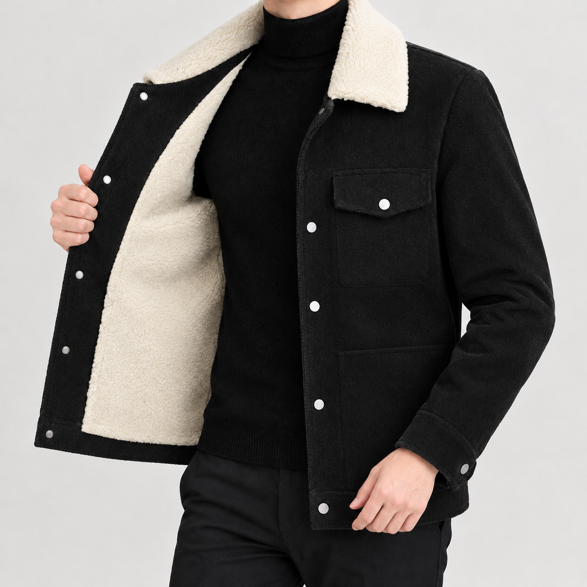 Nelson Sherpa Collar Jacket - Black