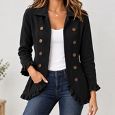 Alexandra Ruffle Trim Jacket - Black