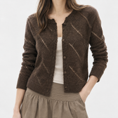 Christien Openwork Cardigan - Brown