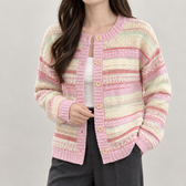 Christiane Textured Stripe Cardigan - Pink