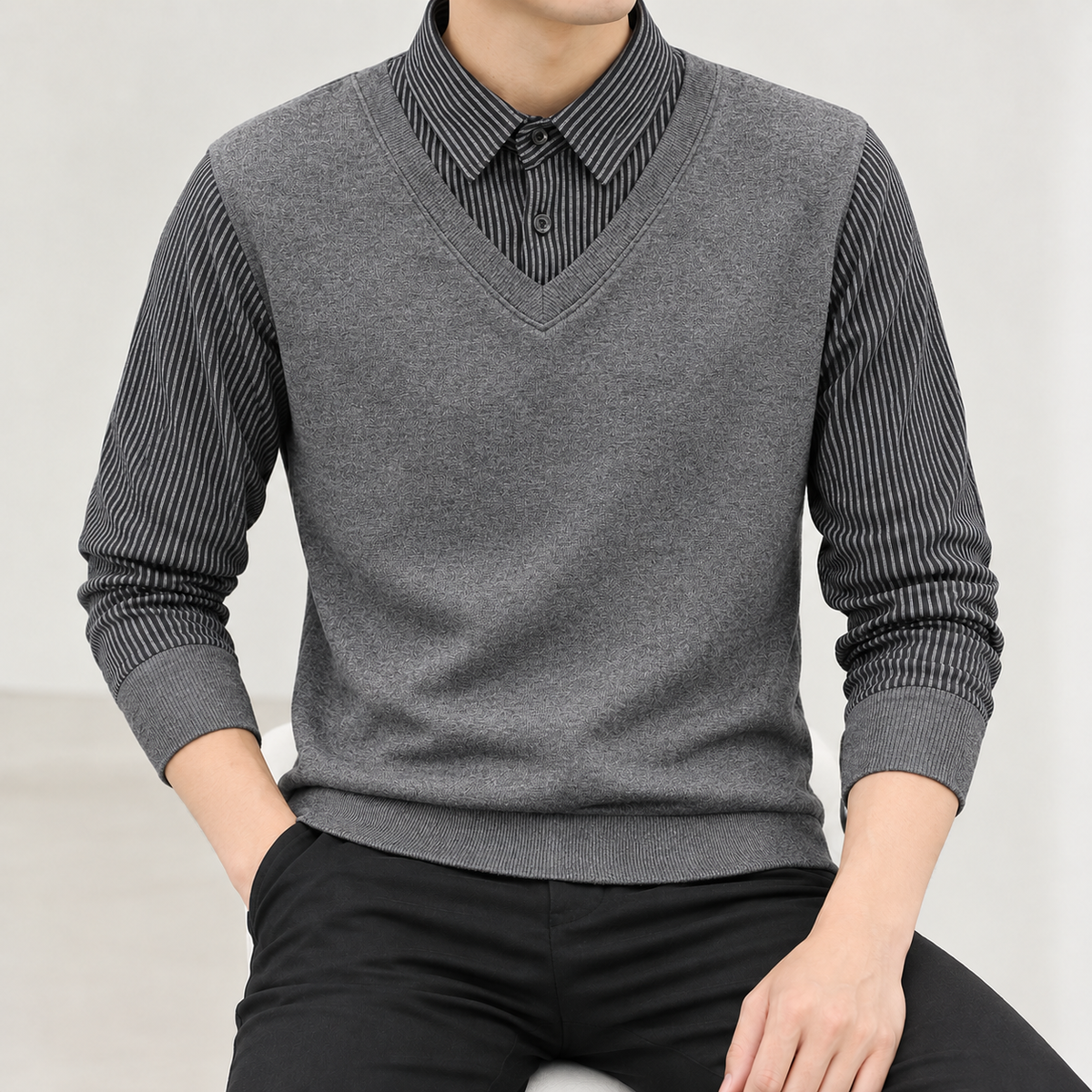 Fernand Layered Sweater - Gray