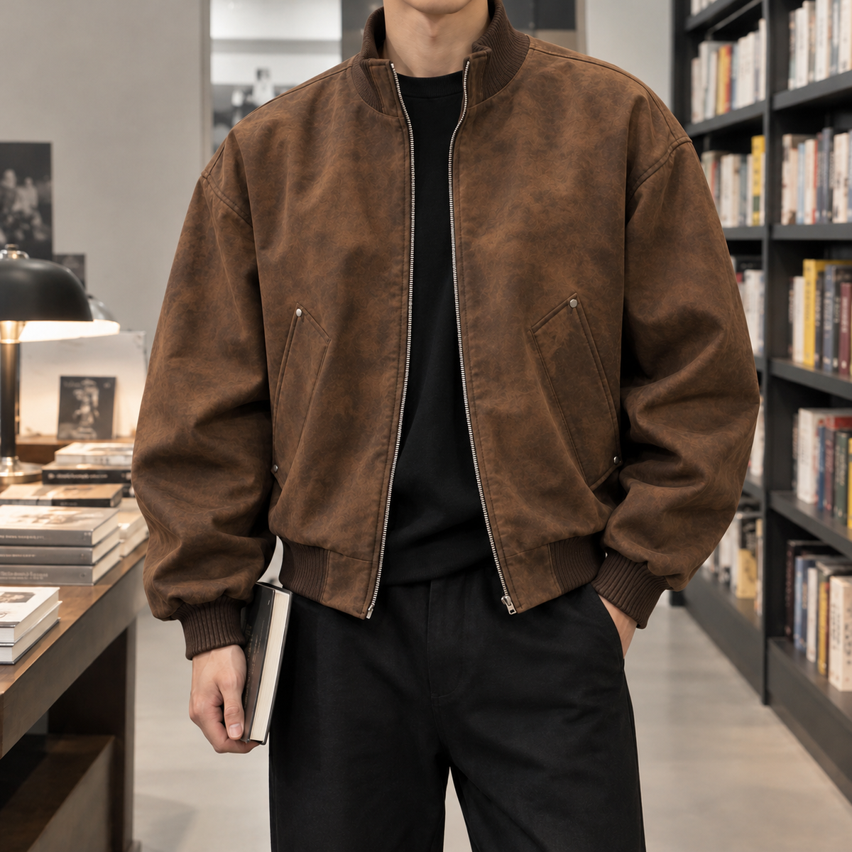 Arturo Stand Collar Jacket - Brown