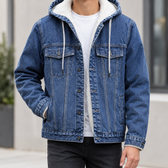 Abelard Hooded Denim Jacket - Blue