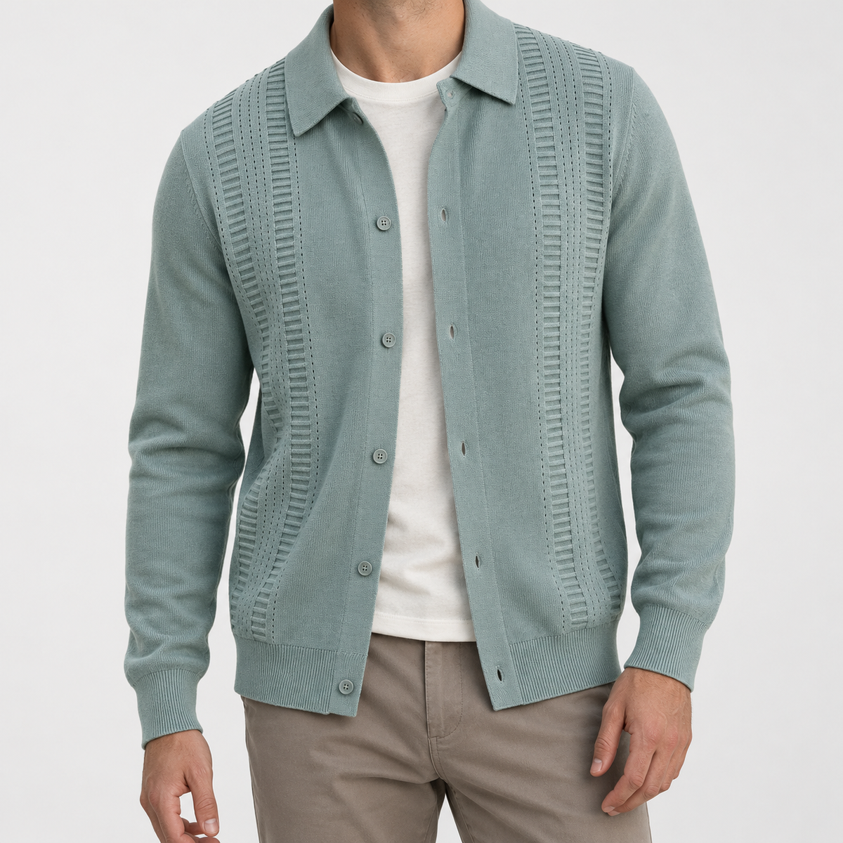 Herwig Textured Cardigan - Mist Blue