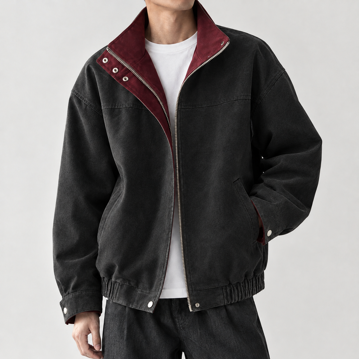Bertram Contrast Collar Jacket - Black