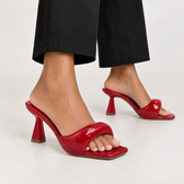 Mariapia Square Toe Mules - Red