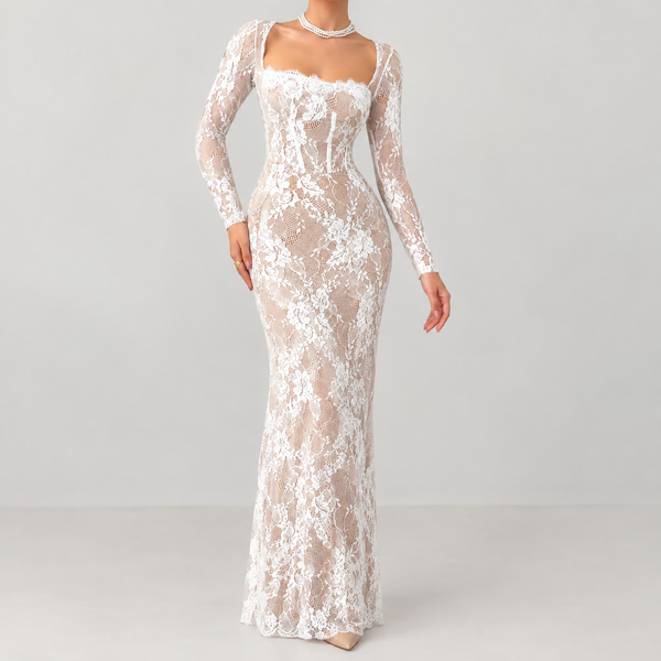 Perla Corset Maxi Dress - White