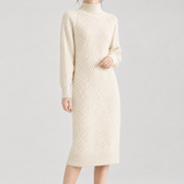 Merethe Knit Turtleneck Dress - Off White
