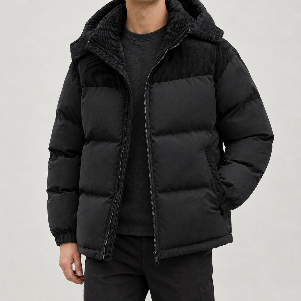 Aasmund Corduroy Puffer Jacket - Black