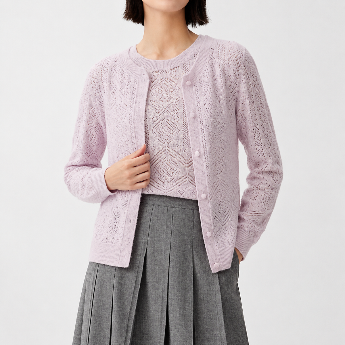Doria Cashmere Cardigan - Lilac Purple