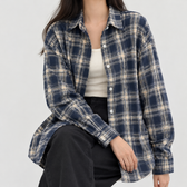 Carlijn Relaxed Plaid Shirt - Navy Blue