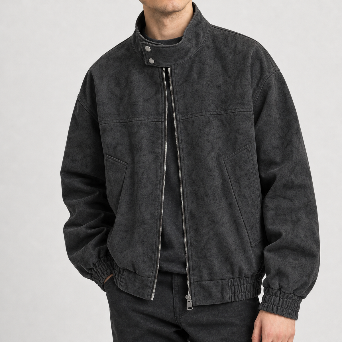 Amedeo Stand Collar Jacket - Black