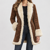 Natasha Plush Trim Jacket - Dark Brown