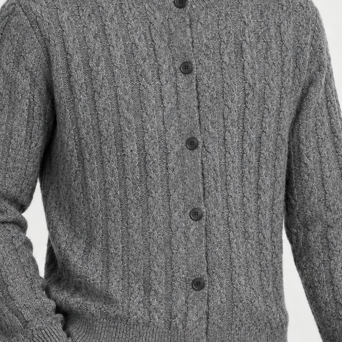 Joakim Cable Knit Cardigan - Lead Product Detail