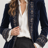 Felicie Embroidered Velvet Jacket - Lead Product Detail