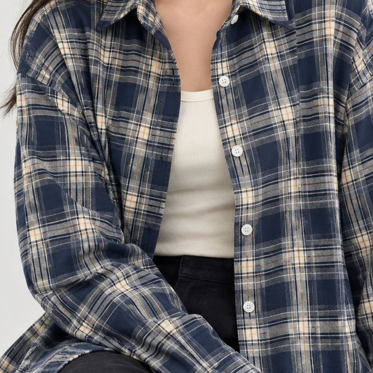 Carlijn Relaxed Plaid Shirt - Lead Product Detail