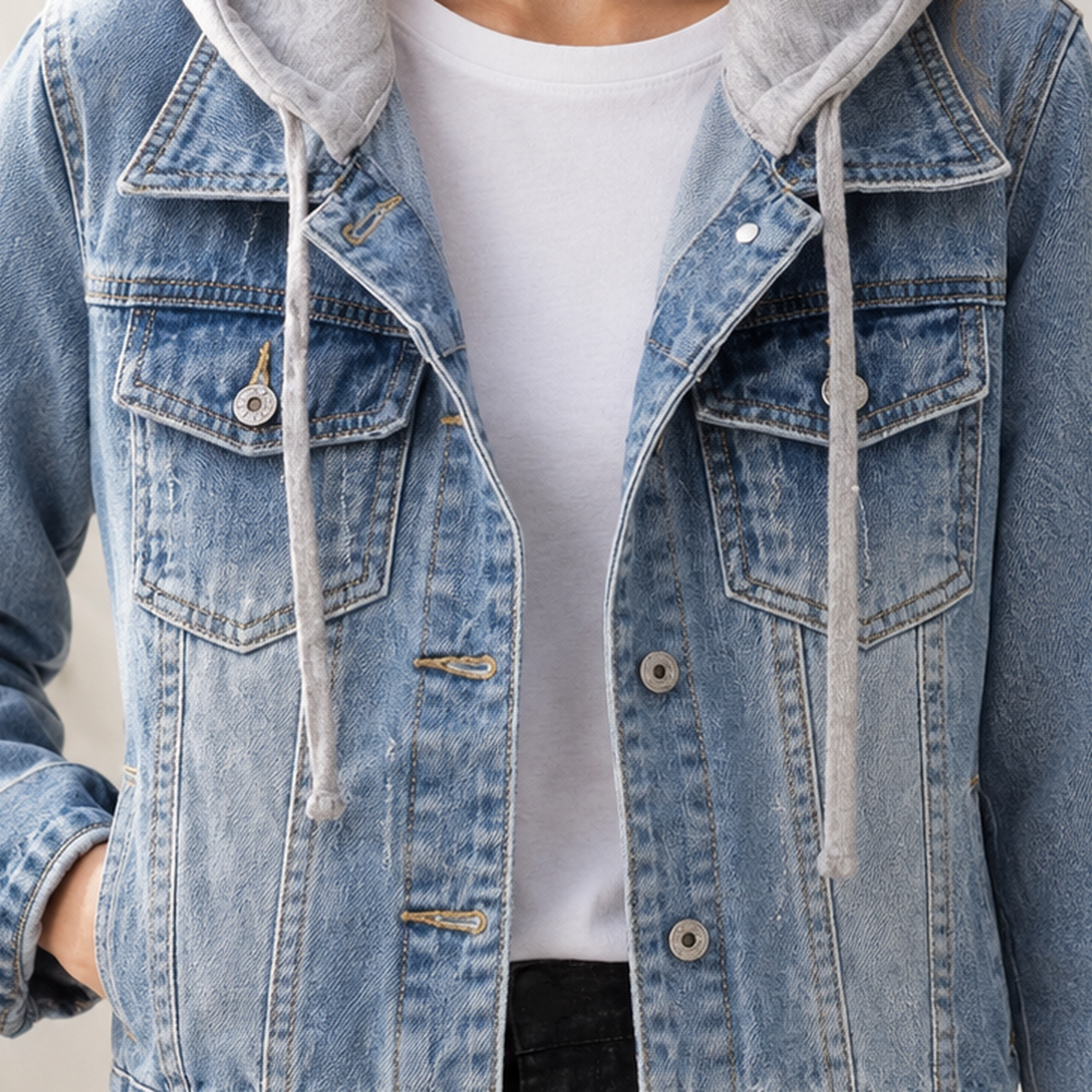 Zelie Hooded Denim Jacket - Lead Product Detail