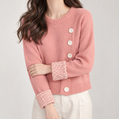Margrit Button Front Cardigan - Pink