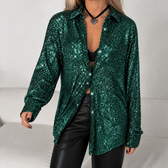 Bergljot Sequined Shirt - Dark Green