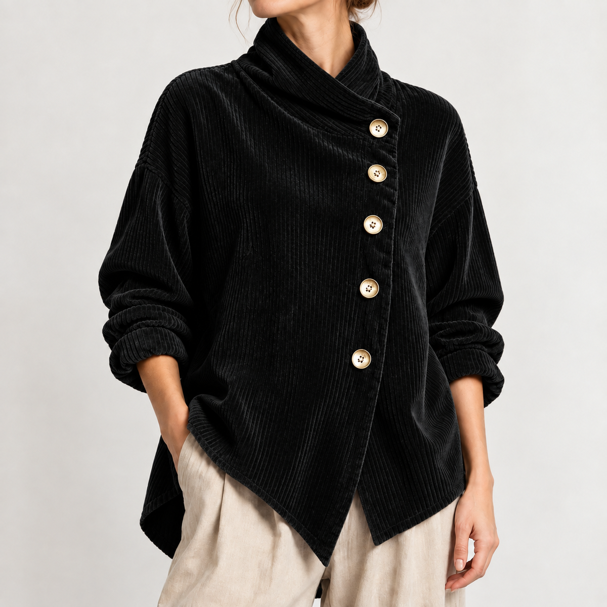 Talia Cowl Neck Top - Black