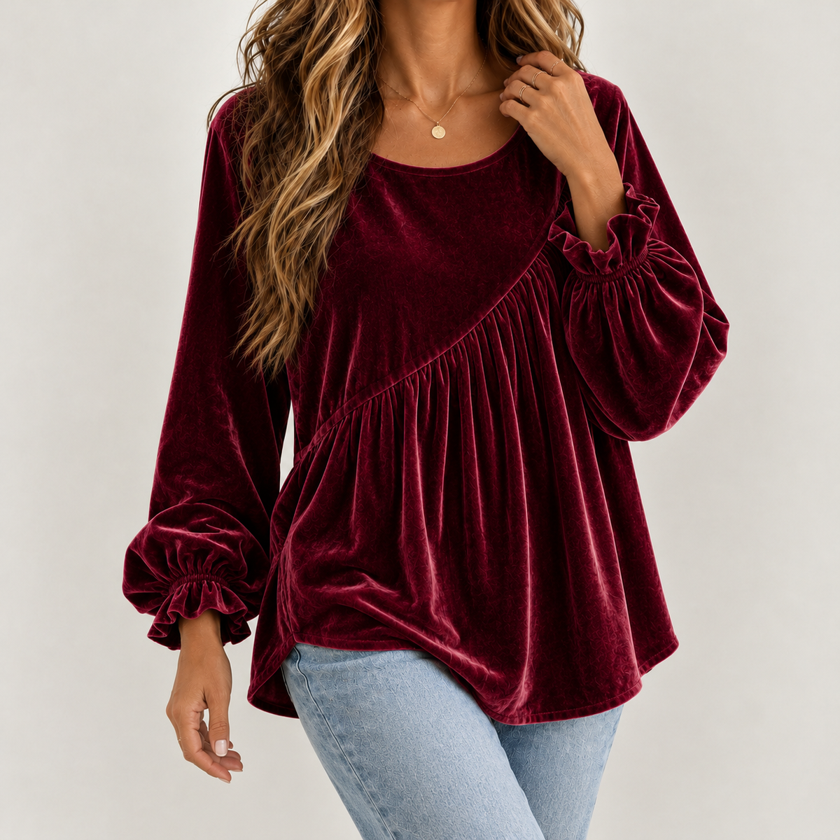 Willeke Pleated Top - Wine Red