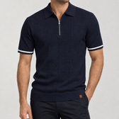 Solomon Zip Polo - Navy Blue