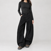 Estella Barrel Leg Pants - Black