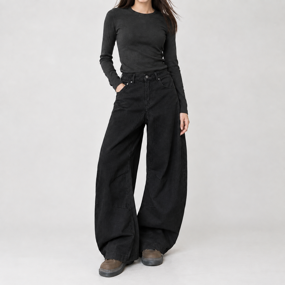 Estella Barrel Leg Pants - Black