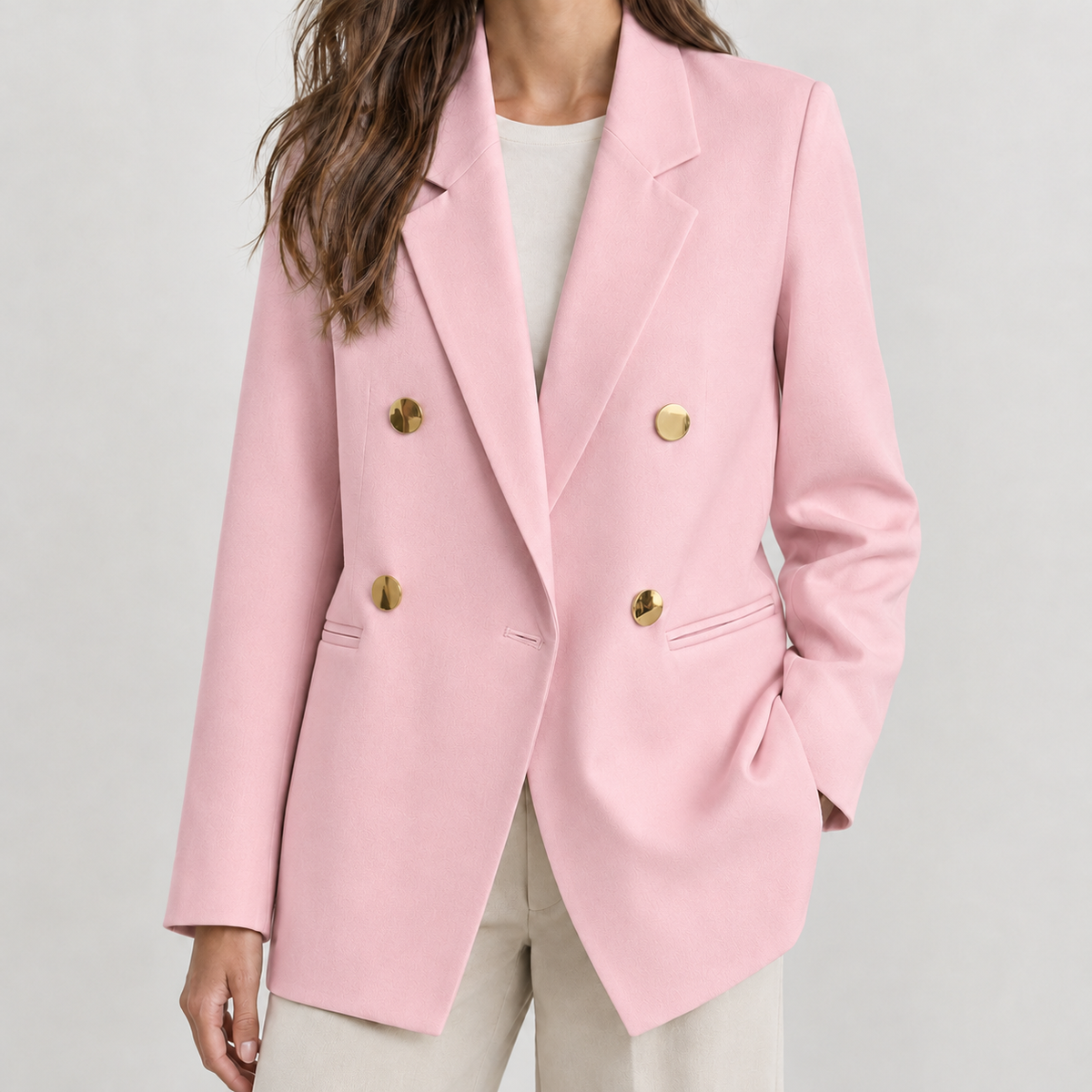 Gwenllian Double Breasted Blazer - Pink