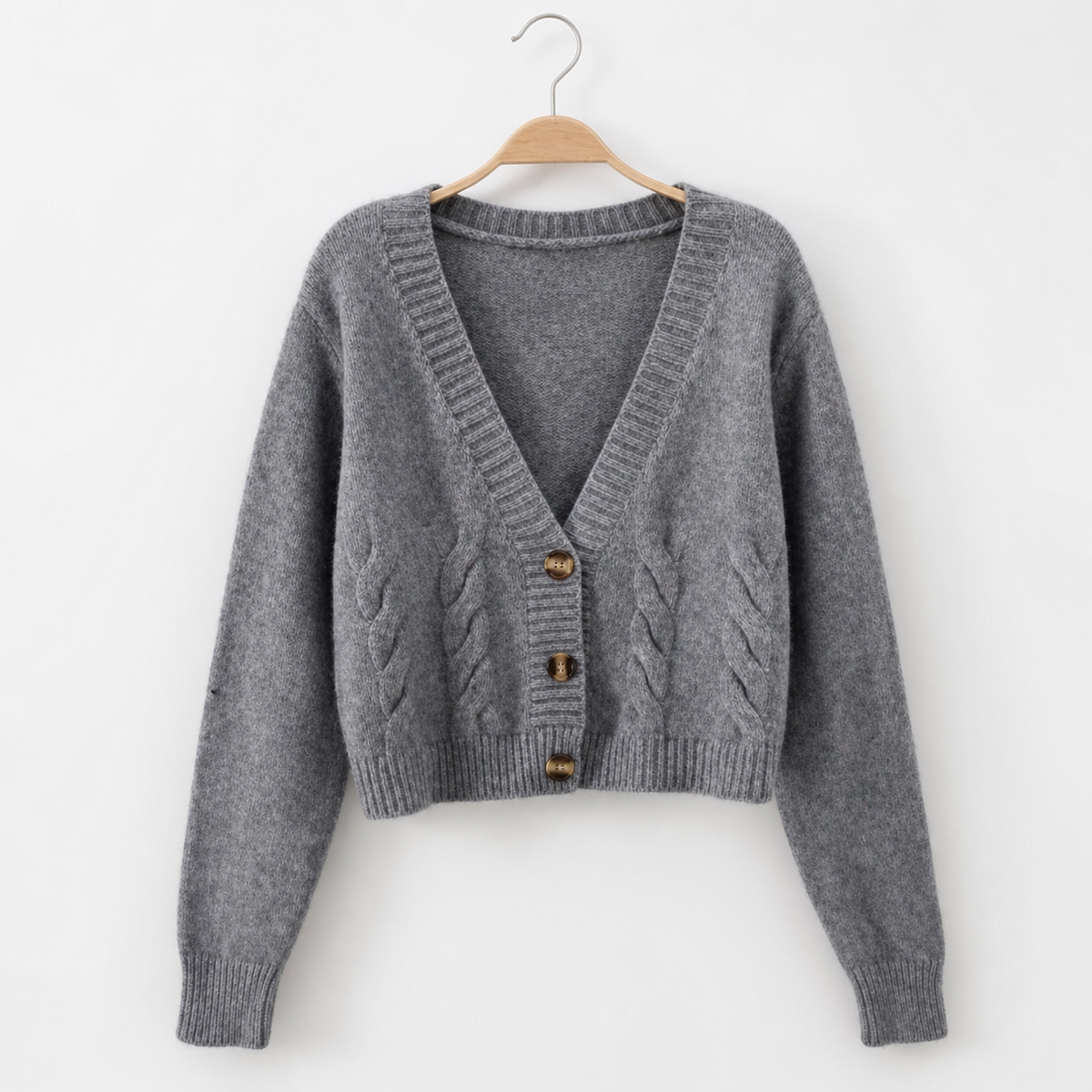 Arabelle Cable Knit Cardigan - Gray