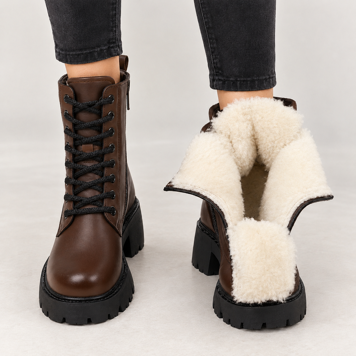 Asthildur Lace Up Boots - Brown