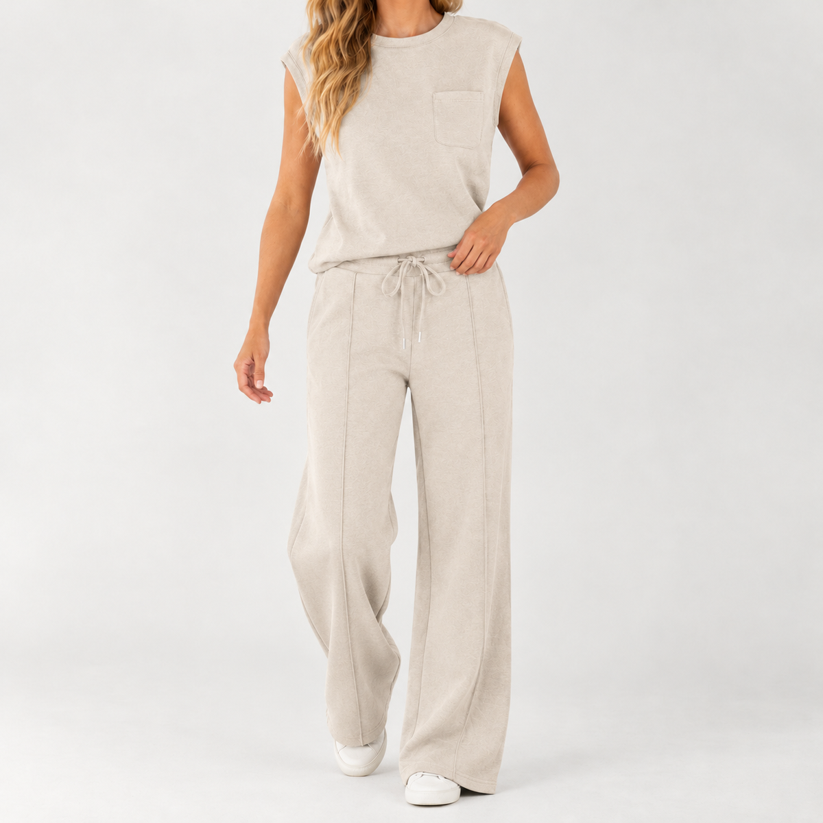 Lisa Wide Leg Set - Beige