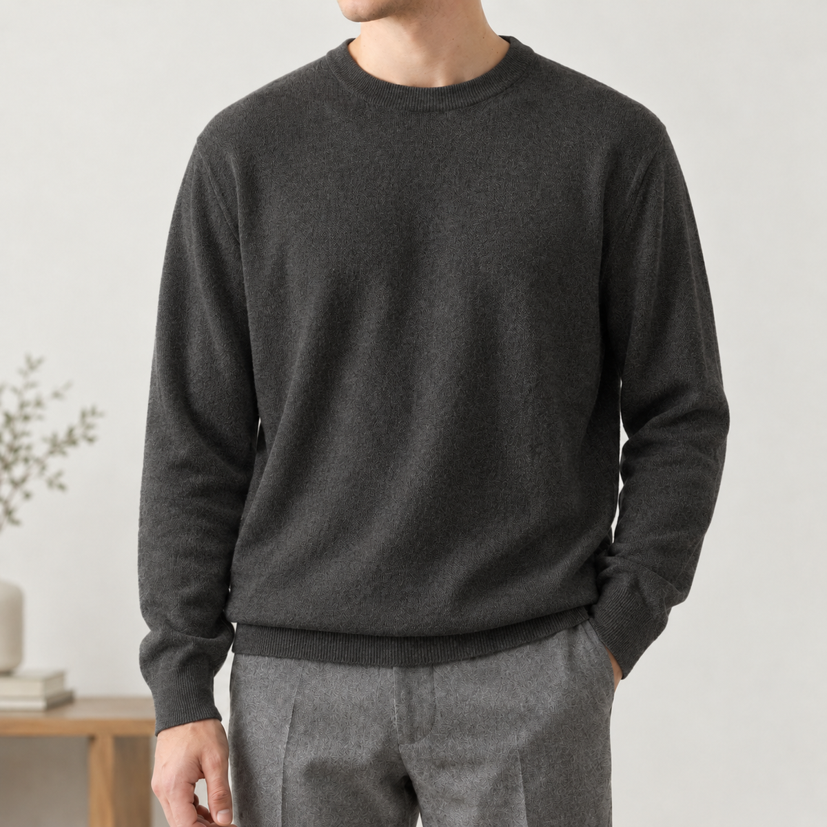 Aslak Crew Neck Sweater - Dark Gray