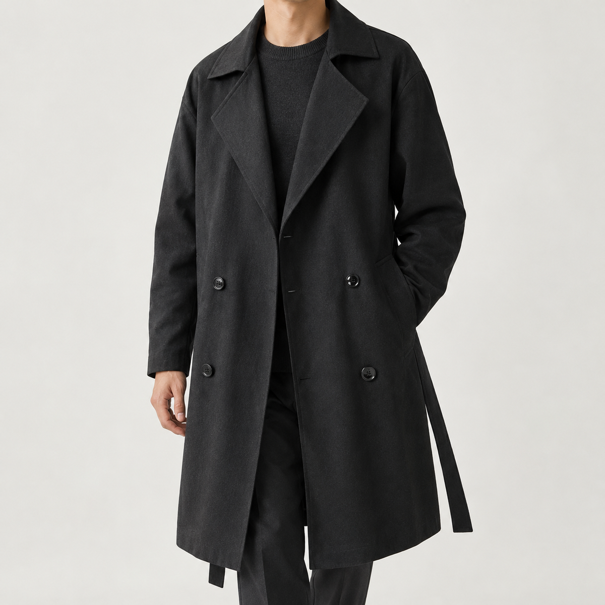 Mikkel Double Breasted Overcoat - Black