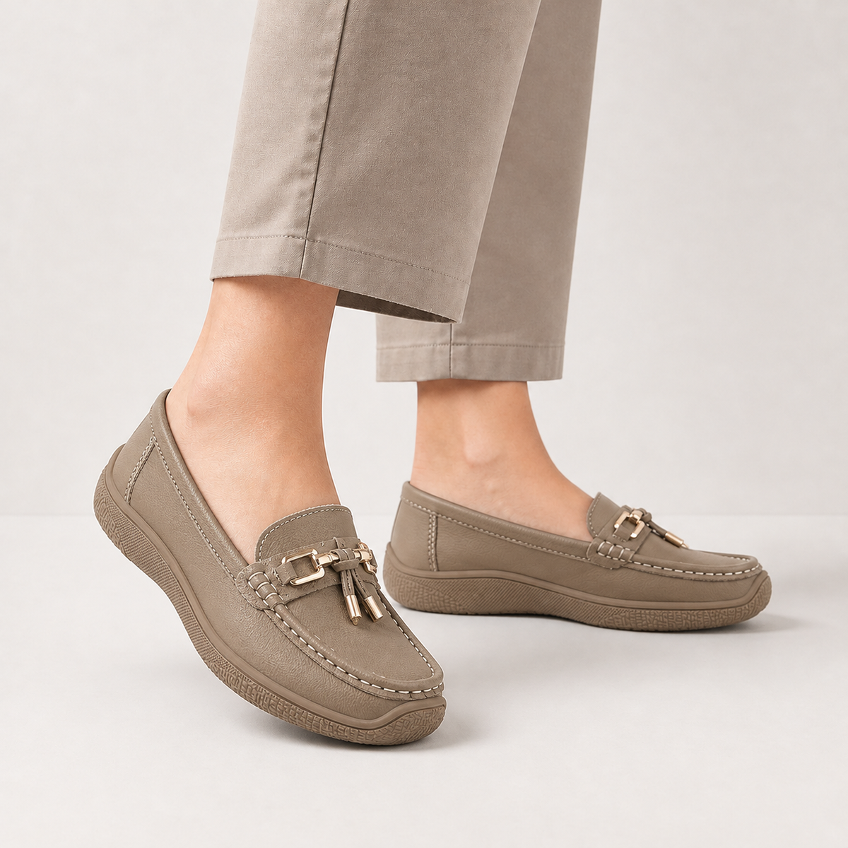 Gudny Clasp Loafers - Khaki