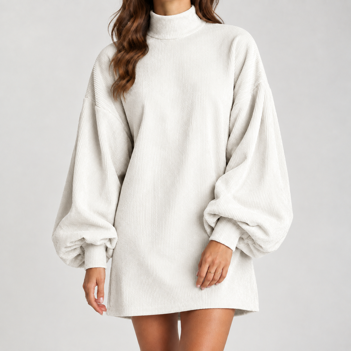 Shannon Balloon Sleeve Dress - White