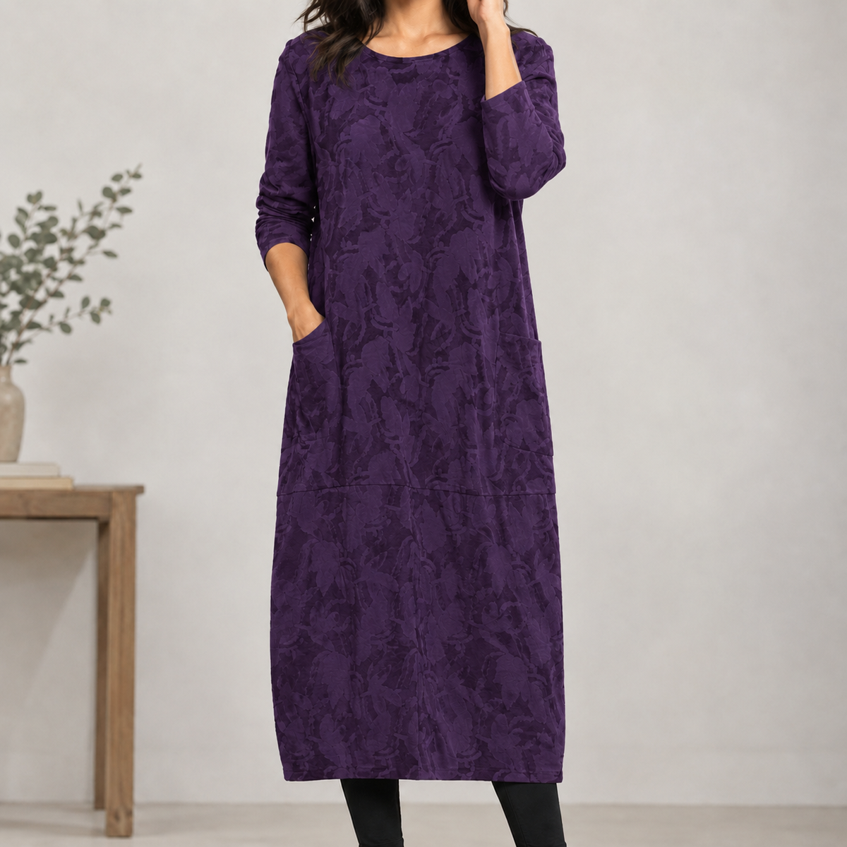 Hyacinth Tonal Midi Dress - Purple