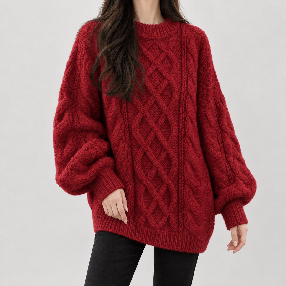 Ida Cable Knit Sweater - Red