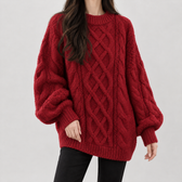 Ida Cable Knit Sweater - Red