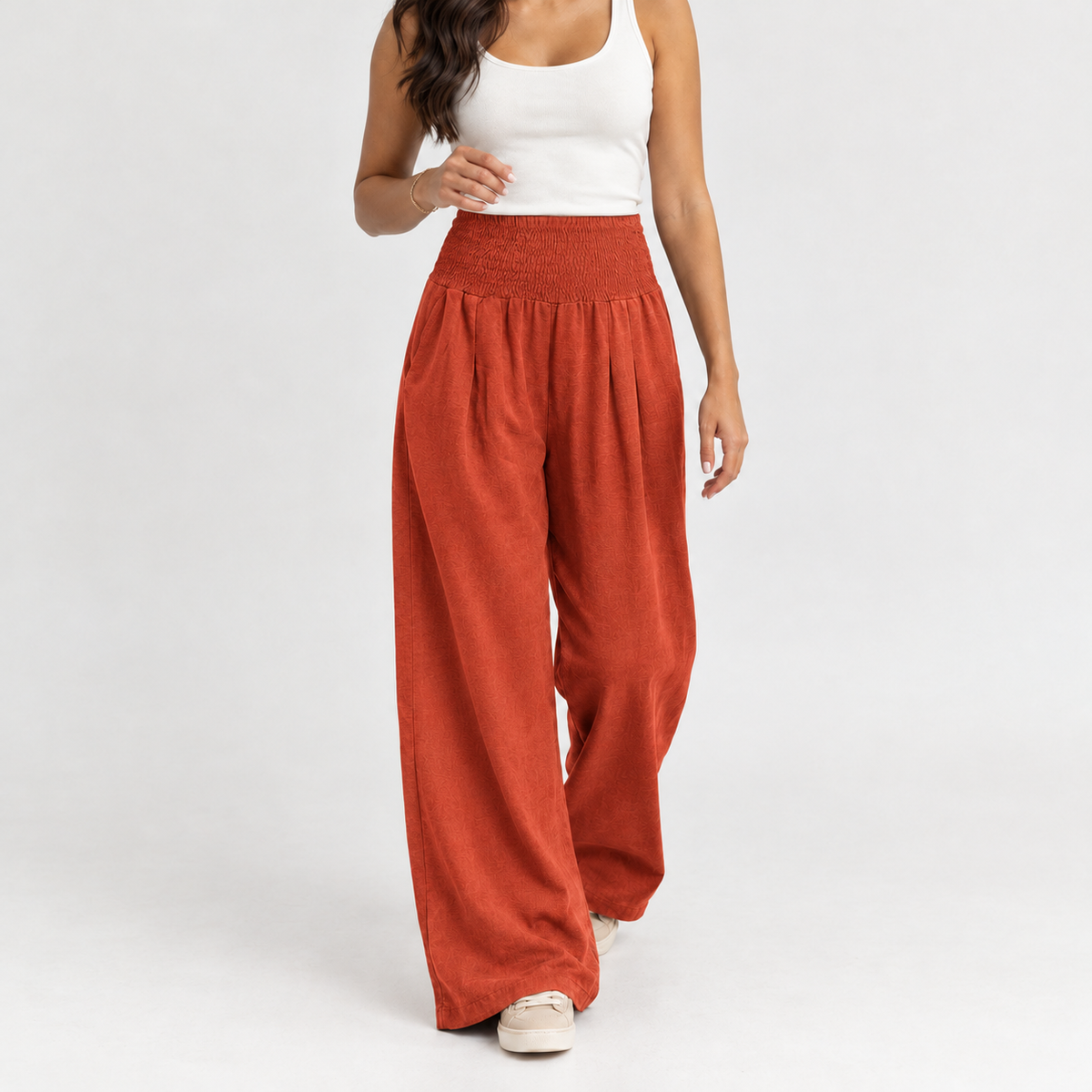 Annick Wide Leg Pants - Orange Red