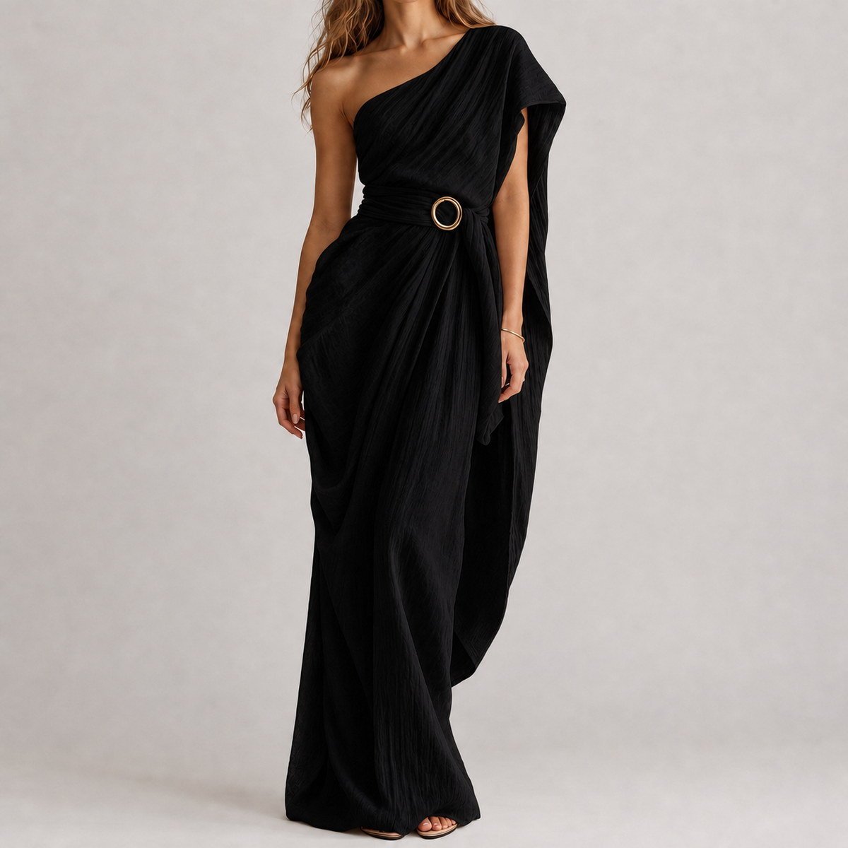 Silvia One Shoulder Dress - Black