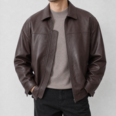 Evald Leather Look Jacket - Brown